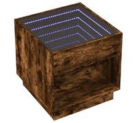 HEFZGDB Table de chevet avec LED Infinity - Chêne fumé - 50 x 50 x 50 cm - Table basse console pour chambre d'amis, chambre à coucher, hôtel, salon