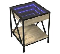 HEFZGDB Table de chevet avec LED Infinity en chêne Sonoma 40 x 40 x 49 cm Table de chevet moderne Buffet salon pour chambre d'amis, salon, chambre à coucher, hôtel