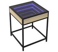 HEFZGDB Table de chevet avec LED Infinity en chêne Sonoma - 40 x 40 x 51 cm - Table basse console pour hôtel, salon, chambre à coucher, chambre d'amis