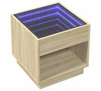 HEFZGDB Table de chevet avec LED Infinity en chêne Sonoma - 50 x 50 x 50 cm - Table basse console pour chambre d'amis, chambre à coucher, hôtel, salon
