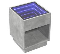 HEFZGDB Table de chevet avec LED Infinity Gris béton 40 x 40 x 50 cm Table basse console Table basse pour chambre d'amis, chambre à coucher, hôtel, salon