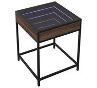 HEFZGDB Table de chevet avec LED Infinity marron aspect chêne 40 x 40 x 51 cm Buffet table basse console pour hôtel, salon, chambre à coucher, chambre d'amis