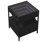 HEFZGDB Table de chevet avec LED Infinity - Noir - 40 x 40 x 51 cm - Buffet pour salon, chambre à coucher, chambre d'amis, hôtel