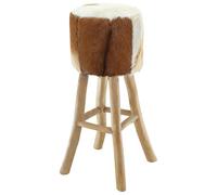 HEFZGDB Tabouret de bar en cuir véritable et bois de teck massif - Pour bar, restaurant, salon, café