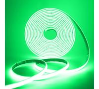 HEGEHE 12V Lumière au néon LED COB Autocollant, 320Leds/m IP68 étanche Super Lumineux Bandeau flexible Ruban LED Light Strip pour DIY, Chambre, Noël, Fête, Intérieur/Extérieur (Vert, 5M)