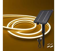 HEGEHE 24V Ruban LED néon Solaire Extérieur, 2835 120 LEDs/m IP65 Étanche Lumineuse Solaires Bandeau LED Light Strip avec 8 Modes pour Cour extérieure, jardin, décoration de fête (Blanc chaud, 9M)