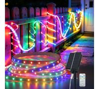 HEGEHE 5V Ruban LED Solaire Extérieur, 2835 64 LEDs/m IP65 Étanche Lumineuse Solaires Bandeau LED Light Strip avec 8 Modes pour Cour extérieure, jardin, décoration de fête (Multicolore, 3M)