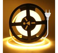 HEGEHE Connexion à bande COB 220 ~ 240 V CA, coupe tous les 10 cm, bande LED autocollante COB pour intérieur, 240 LED/m Bande LED flexible super brillante avec prise pour Noël (blanc chaud, 6 m)