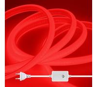 HEGEHE Dimmable Lumière au néon LED COB, 220V 288 LEDs/m Ruban Led Flexible Néon Bande Led, IP65 Etanche Bande Lumineuse Super Lumineux pour Escalier, Chambre, Noël, Fête (Rouge, 0.5M)
