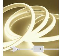 HEGEHE Dimmable Lumière au néon LED COB, 220V 288 LEDs/m Ruban Led Flexible Néon Bande Led, IP65 Etanche Bande Lumineuse Super Lumineux pour Escalier, Chambre, Noël, Fête (Blanc naturel,15M)