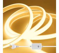 HEGEHE Dimmable Lumière au néon LED COB, 220V 288 LEDs/m Ruban Led Flexible Néon Bande Led, IP65 Etanche Bande Lumineuse Super Lumineux pour Escalier, Chambre, Noël, Fête (Blanc Chaud, 10M)