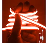 HEGEHE Dimmable Lumière au néon LED COB, Bande LED IP65 Etanche Bande Lumineuse 220V Super Lumineux 240 LEDS/M Autocollant Flex Bande lumière pour Escalier, Chambre, Noël, Fête, etc (Rouge, 2M)