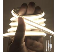 HEGEHE Dimmable Lumière au néon LED COB, Bande LED IP65 Etanche Bande Lumineuse 220V Super Lumineux 240 LEDS/M Autocollant Flex Bande lumière pour Escalier, Chambre, Noël, Fête (Blanc naturel, 1M)