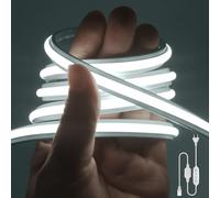 HEGEHE Dimmable Lumière au néon LED COB, Bande LED IP65 Etanche Bande Lumineuse 220V Super Lumineux 240 LEDS/M Autocollant Flex Bande lumière pour Escalier, Chambre, Noël, Fête, etc (Blanc, 18M)