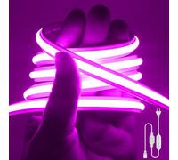 HEGEHE Dimmable Lumière au néon LED COB, Bande LED IP65 Etanche Bande Lumineuse 220V Super Lumineux 240 LEDS/M Autocollant Flex Bande lumière pour Escalier, Chambre, Noël, Fête, etc (Rose, 3M)