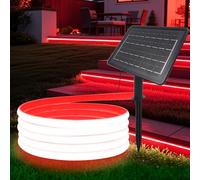 HEGEHE Ruban LED COB Solaire, Bande LED IP65 Etanche Néon Extérieur, 8 modes, Super Lumineux 320 LEDS/M Flexible Bande lumière pour Clôture, Jardin & Cour (Rouge, 8M)