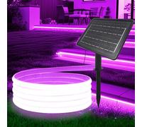 HEGEHE Ruban LED COB Solaire, Bande LED IP65 Etanche Néon Extérieur, 8 modes, Super Lumineux 320 LEDS/M Flexible Bande lumière pour Clôture, Jardin & Cour (Violet, 1M)