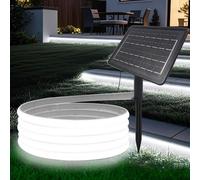 HEGEHE Ruban LED COB Solaire, Bande LED IP65 Etanche Néon Extérieur, 8 modes, Super Lumineux 320 LEDS/M Flexible Bande lumière pour Clôture, Jardin & Cour (Blanc, 6M)