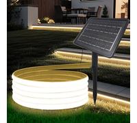 HEGEHE Ruban LED COB Solaire, Bande LED IP65 Etanche Néon Extérieur, 8 modes, Super Lumineux 320 LEDS/M Flexible Bande lumière pour Clôture, Jardin & Cour (Blanc naturel, 6M)