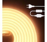 HEGEHE Ruban LED, Lumière au néon LED COB avec Interrupteur, Ruban Led Flexible Néon Bande Led 230V IP65 Etanche Bande Lumineuse Super Lumineux 288 LEDS/M Ruban Strip (Blanc chaud, 1M)