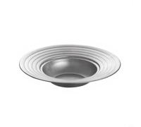 HEIBTENY Assiette à pâtes en acier inoxydable, 26 cm, assiette ronde dorée et argentée, résistante à la rouille pour la cuisine occidentale, plat de service pour salade, apéritif et dessert (argenté)