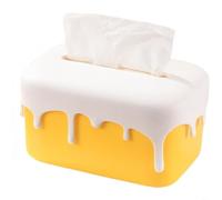 HEIBTENY Boîte à mouchoirs de bureau avec fermeture magnétique, support moderne en plastique, pour cuisine, salle de bain, voiture, organiseur de rangement à distribution lisse, jaune, 19,5 x 10 x 13