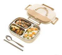 HEIBTENY Boîte repas acier inoxydable 304 anti-fuite 25cm | Acier 304 pour premium, joint silicone, fuite, 2 compartiments, set couverts inclus(B)