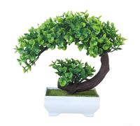 HEIBTENY Bonsaï artificiel miniature en plastique pour décorations florales de bureau, ornements créatifs pour la maison, le bureau, l'étagère, fausse plante nécessitant peu d'entretien, 21 x 19 cm