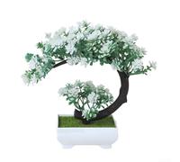 HEIBTENY Bonsaï artificiel miniature en plastique vert pour décorations florales de bureau, ornements créatifs pour la maison, le bureau, l'étagère, fausse plante nécessitant peu d'entretien, 21 x 19