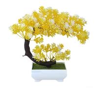 HEIBTENY Bonsaï artificiel miniature en plastique vert pour décorations florales de bureau, ornements créatifs pour la maison, le bureau, l'étagère, fausse plante nécessitant peu d'entretien, 21 x 19