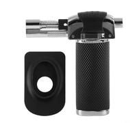 HEIBTENY Chalumeau au butane rechargeable coupe-vent avec flamme réglable et verrouillage de sécurité pour soudure, barbecue, camping, cuisine, utilisation culinaire, noir, 1300 °C (A)