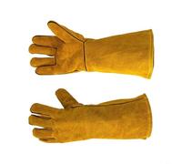 HEIBTENY Gants de soudage en cuir de vache résistant à la chaleur ignifuge, protection de travail du métal, pour travaux de soudure de construction, bricolage, réparation automobile, 255 x 130 mm
