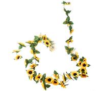 HEIBTENY Guirlande de tournesols artificiels réalistes en soie flexible à suspendre, pour fête de mariage, maison, jardin, bureau, mur, fenêtre, arche (A)