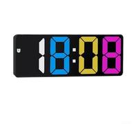 HEIBTENY Horloge numérique à commande vocale, grand écran coloré avec calendrier de température, horloge de chevet LED, pour la maison, le bureau, la chambre, alimentée par piles ou USB, blanc (coloré