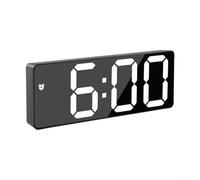 HEIBTENY Horloge numérique à commande vocale, grand écran coloré avec calendrier de température, horloge de chevet LED, pour la maison, le bureau, la chambre, alimentée par piles ou USB, blanc (blanc)