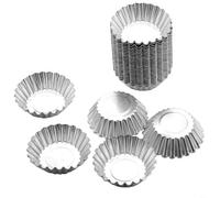 HEIBTENY Lot de 100 moules à tarte réutilisables en aluminium anti-adhésif pour cupcakes, muffins, cookies, 7 x 5 x 2 cm, pour une répartition homogène de la chaleur et