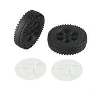 HEIBTENY Lot de 2 roues de rechange pour barbecues à gaz et charbon de bois - Roulettes pivotantes en plastique pour chariot de barbecue - Lot de 2 (noir + enjoliveur)