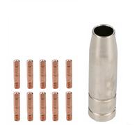 HEIBTENY MB15 MIG Kit de consommables avec embouts de contact 0,6 mm, 0,8 mm, 1,0 mm, support de buse pour soudeurs Clarke SIP MIG130 140 200 15AK Torche de rechange 11 pièces (0,8 mm)