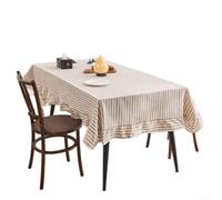 HEIBTENY Nappe ronde à volants en coton mélangé à rayures de 152,4 cm - Style rétro rustique - Avec bordure à volants - Pour décoration de cuisine et salle à manger - Vert (140 x 300 cm, kaki)