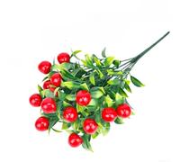 HEIBTENY Plante fruitée artificielle à 7 griffes, avec baies et feuilles artificielles porte-bonheur en plastique pour mariage, hôtel, bureau, fête à la maison (baie)