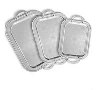 HEIBTENY Plateau de service baroque argenté, 39 x 26,5 cm, assiette à dessert rectangulaire en fer, support de tasse à café de luxe, décoration de cuisine rétro pour la maison et un usage commercial