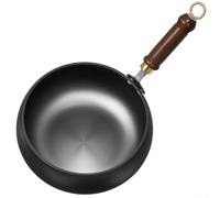HEIBTENY Poêle à frire en fer non revêtue avec grand ventre, 26,5 cm, non revêtue, anti-adhésive, pour récipient de cuisson polyvalent pour mijoter et frire à haute température (A)