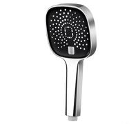 HEIBTENY Pommeau de douche à main avec 4 modes de buses auto-nettoyantes haute pression anti-fuite Interface G1/2 large couverture, pour salle de bain, maison, gris (argent)