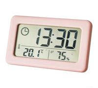 HEIBTENY Réveil numérique LCD moderne avec moniteur de température et d'humidité, grand écran d'affichage de la date, format 12/24 heures, support mural ou support de bureau pour la maison, le bureau