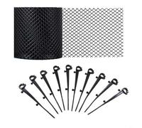 HEIBTENY Rouleau de protection de gouttière en maille PVC noire de 150 cm x 6 m pour protection des feuilles et des débris, housse flexible avec crochets pour la maison, le jardin, la ferme (ensemble)