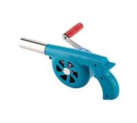 HEIBTENY Soufflet manuel pour cuisine en plein air - Souffleur d'air à manivelle pour contrôler l'intensité du feu - Ventilateur de barbecue pour pique-nique et feu de camp (bleu, engrenage métallique