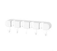 HEIBTENY Support mural pour balai et serpillère - Support de rangement robuste avec 4 clips et 5 crochets pour garage, cuisine, linge, sans perforation, en silicone ABS - Pour fournitures de nettoyage