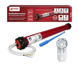 Heicko Moteur de volet roulant | 20 Nm pour arbre octogonal SW60 | 45kg de force de traction | Sans radio | Interrupteurs de fin de course mécaniques | Moteur tubulaire silencieux | Sans entretien |