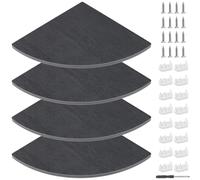 HEIHAK Lot de 4 étagères d'angle flottantes en bois avec clous sans traces, vis et tournevis pour salon, salle de bain, cuisine, bureau - 25 cm