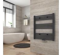 Heilmetz 700 x 600 mm Sèche Serviettes à Eau Chaude, 330W Radiateur Chauffe Serviette Salle de Bain, Méthode de Chauffage - Eau Chaude,Chauffe Serviettes à température constante, Anthracite